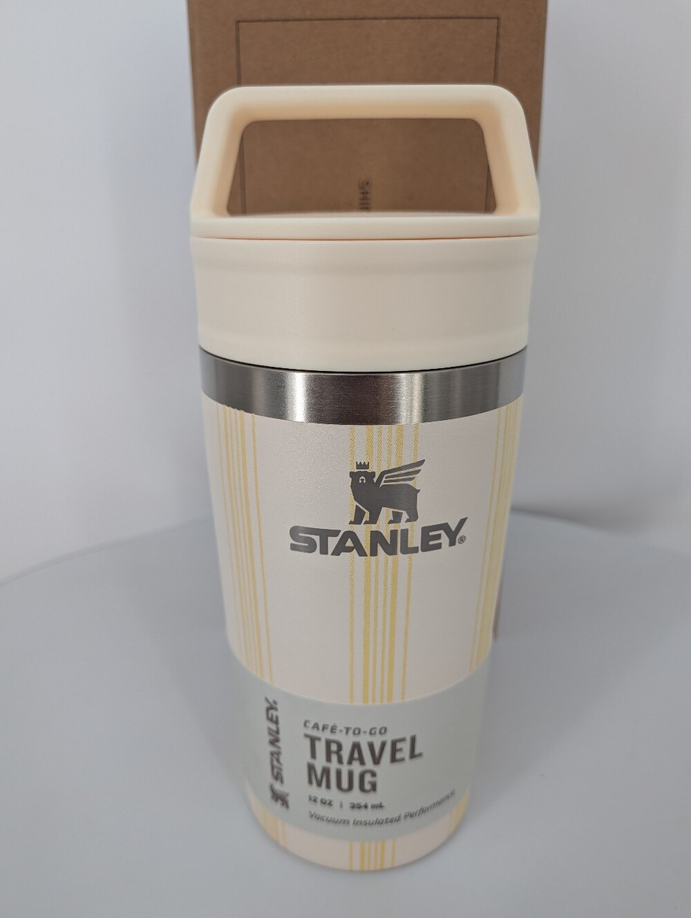 NEW STANLEY The Easter Café To Go Travel Mug cup Cream Picnic Stripe yellow 2026 - Picture 5 of 10